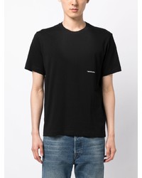 schwarzes bedrucktes T-Shirt mit einem Rundhalsausschnitt von Trussardi