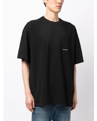 schwarzes bedrucktes T-Shirt mit einem Rundhalsausschnitt von Trussardi