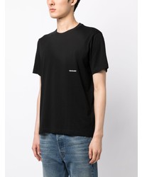 schwarzes bedrucktes T-Shirt mit einem Rundhalsausschnitt von Trussardi