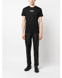 schwarzes bedrucktes T-Shirt mit einem Rundhalsausschnitt von Diesel