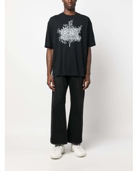 schwarzes bedrucktes T-Shirt mit einem Rundhalsausschnitt von Acne Studios