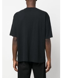 schwarzes bedrucktes T-Shirt mit einem Rundhalsausschnitt von Acne Studios