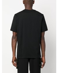 schwarzes bedrucktes T-Shirt mit einem Rundhalsausschnitt von MSGM