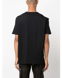 schwarzes bedrucktes T-Shirt mit einem Rundhalsausschnitt von Alexander McQueen