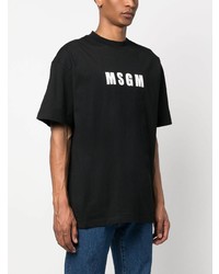 schwarzes bedrucktes T-Shirt mit einem Rundhalsausschnitt von MSGM