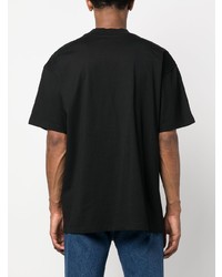 schwarzes bedrucktes T-Shirt mit einem Rundhalsausschnitt von MSGM