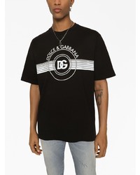 schwarzes bedrucktes T-Shirt mit einem Rundhalsausschnitt von Dolce & Gabbana