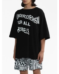 schwarzes bedrucktes T-Shirt mit einem Rundhalsausschnitt von Undercover