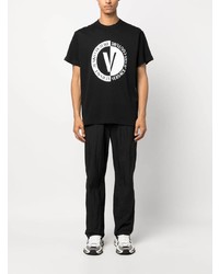 schwarzes bedrucktes T-Shirt mit einem Rundhalsausschnitt von VERSACE JEANS COUTURE