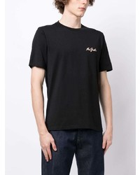 schwarzes bedrucktes T-Shirt mit einem Rundhalsausschnitt von Paul Smith