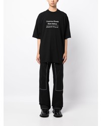 schwarzes bedrucktes T-Shirt mit einem Rundhalsausschnitt von Vetements