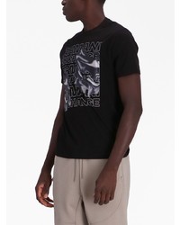 schwarzes bedrucktes T-Shirt mit einem Rundhalsausschnitt von Armani Exchange