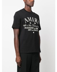 schwarzes bedrucktes T-Shirt mit einem Rundhalsausschnitt von Amiri