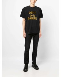schwarzes bedrucktes T-Shirt mit einem Rundhalsausschnitt von GALLERY DEPT.