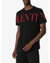 schwarzes bedrucktes T-Shirt mit einem Rundhalsausschnitt von Valentino