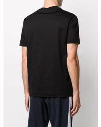 schwarzes bedrucktes T-Shirt mit einem Rundhalsausschnitt von Emporio Armani