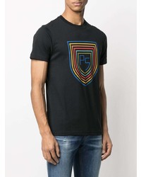 schwarzes bedrucktes T-Shirt mit einem Rundhalsausschnitt von Paul Smith