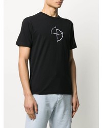 schwarzes bedrucktes T-Shirt mit einem Rundhalsausschnitt von Stone Island