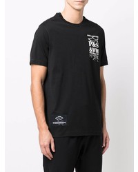 schwarzes bedrucktes T-Shirt mit einem Rundhalsausschnitt von Paul & Shark