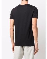 schwarzes bedrucktes T-Shirt mit einem Rundhalsausschnitt von Alpha Industries