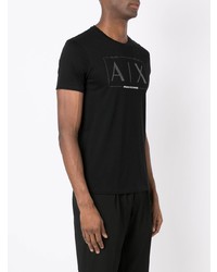 schwarzes bedrucktes T-Shirt mit einem Rundhalsausschnitt von Armani Exchange