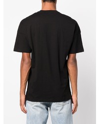 schwarzes bedrucktes T-Shirt mit einem Rundhalsausschnitt von Ea7 Emporio Armani