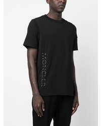 schwarzes bedrucktes T-Shirt mit einem Rundhalsausschnitt von Moncler