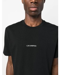 schwarzes bedrucktes T-Shirt mit einem Rundhalsausschnitt von C.P. Company