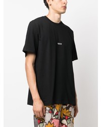 schwarzes bedrucktes T-Shirt mit einem Rundhalsausschnitt von MSGM