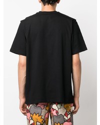 schwarzes bedrucktes T-Shirt mit einem Rundhalsausschnitt von MSGM