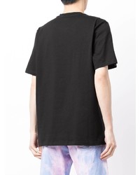 schwarzes bedrucktes T-Shirt mit einem Rundhalsausschnitt von MSGM