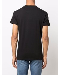 schwarzes bedrucktes T-Shirt mit einem Rundhalsausschnitt von Calvin Klein Jeans