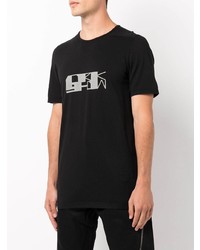 schwarzes bedrucktes T-Shirt mit einem Rundhalsausschnitt von Rick Owens DRKSHDW