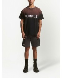 schwarzes bedrucktes T-Shirt mit einem Rundhalsausschnitt von purple brand