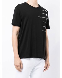 schwarzes bedrucktes T-Shirt mit einem Rundhalsausschnitt von Armani Exchange