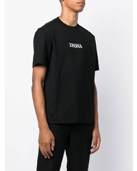 schwarzes bedrucktes T-Shirt mit einem Rundhalsausschnitt von Zegna