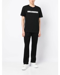 schwarzes bedrucktes T-Shirt mit einem Rundhalsausschnitt von Karl Lagerfeld