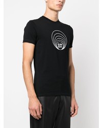 schwarzes bedrucktes T-Shirt mit einem Rundhalsausschnitt von Gmbh