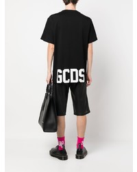 schwarzes bedrucktes T-Shirt mit einem Rundhalsausschnitt von Gcds