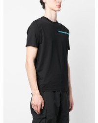 schwarzes bedrucktes T-Shirt mit einem Rundhalsausschnitt von Stone Island