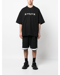 schwarzes bedrucktes T-Shirt mit einem Rundhalsausschnitt von Mastermind Japan