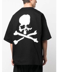 schwarzes bedrucktes T-Shirt mit einem Rundhalsausschnitt von Mastermind Japan