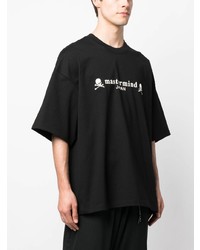 schwarzes bedrucktes T-Shirt mit einem Rundhalsausschnitt von Mastermind Japan