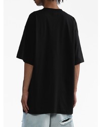 schwarzes bedrucktes T-Shirt mit einem Rundhalsausschnitt von Vetements