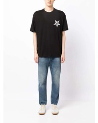 schwarzes bedrucktes T-Shirt mit einem Rundhalsausschnitt von Armani Exchange