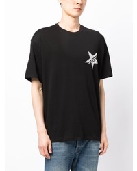 schwarzes bedrucktes T-Shirt mit einem Rundhalsausschnitt von Armani Exchange