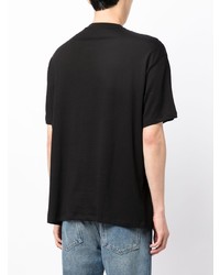 schwarzes bedrucktes T-Shirt mit einem Rundhalsausschnitt von Armani Exchange