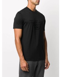 schwarzes bedrucktes T-Shirt mit einem Rundhalsausschnitt von Emporio Armani