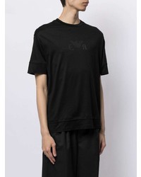 schwarzes bedrucktes T-Shirt mit einem Rundhalsausschnitt von Emporio Armani