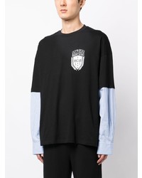 schwarzes bedrucktes T-Shirt mit einem Rundhalsausschnitt von MSGM